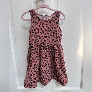 H&M 3T/4T Girls Leopard Pleated Tank Top Sleeveless Dress